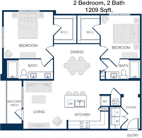 1,209 sq ft floorplan layout
