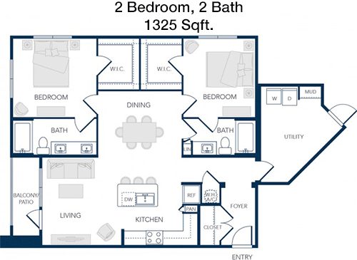 1,325 sq ft floorplan layout