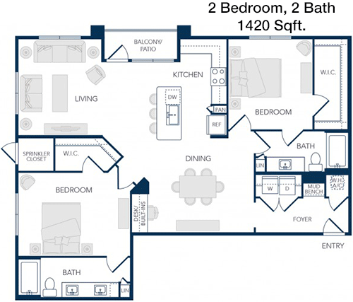1,420 sq ft floorplan layout