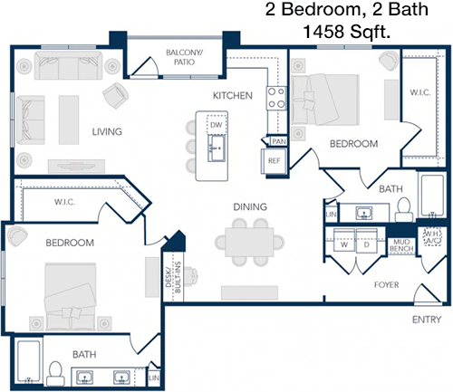 1,458 sq ft floorplan layout