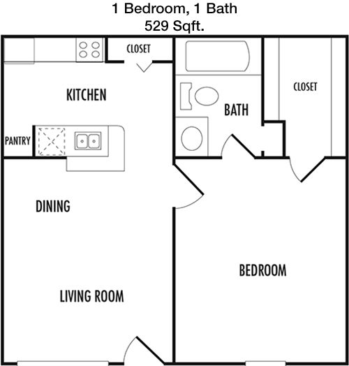 529 sq ft floorplan layout