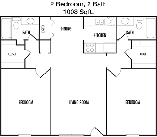 1,008 sq ft floorplan layout