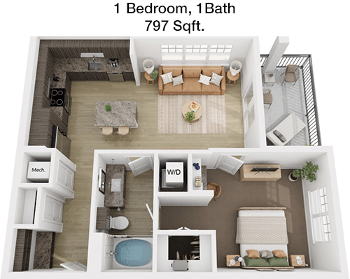 797 sq ft floorplan layout