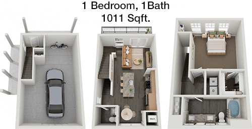 1,011 sq ft floorplan layout
