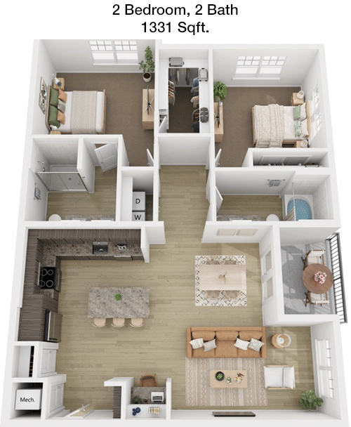 1,331 sq ft floorplan layout