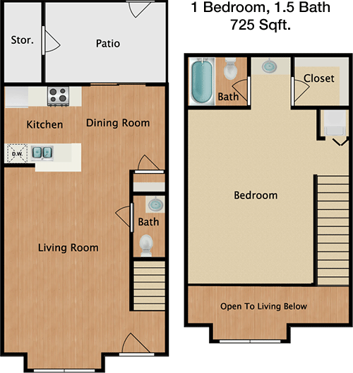 725 sq ft floorplan layout
