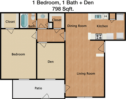 798 sq ft floorplan layout