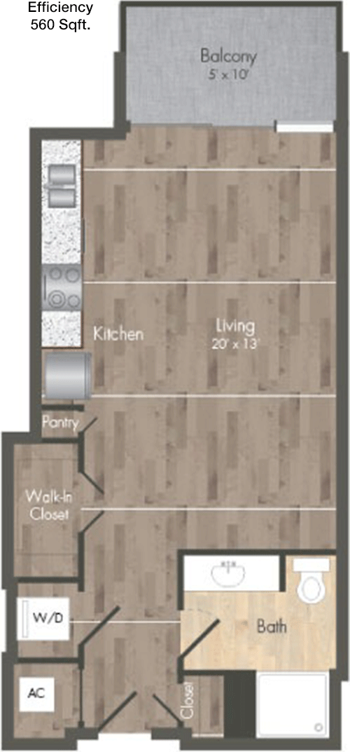 560 sq ft floorplan layout