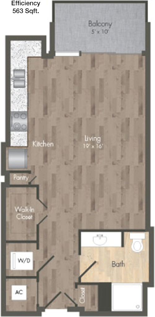 563 sq ft floorplan layout