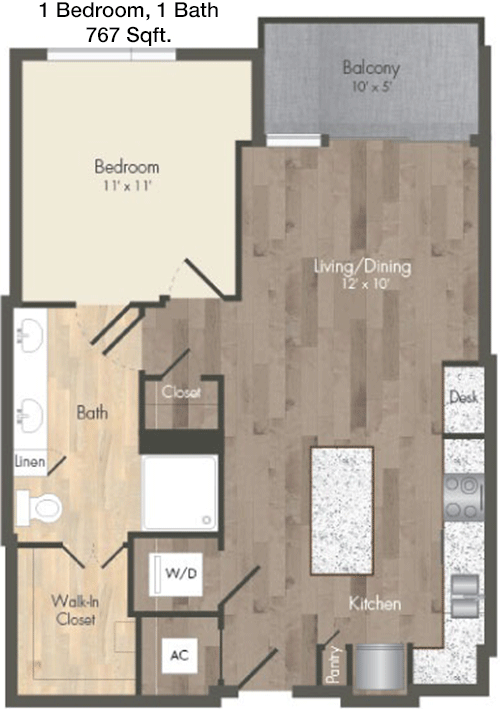 767 sq ft floorplan layout