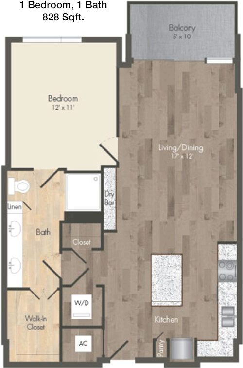 828 sq ft floorplan layout