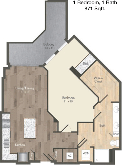 871 sq ft floorplan layout