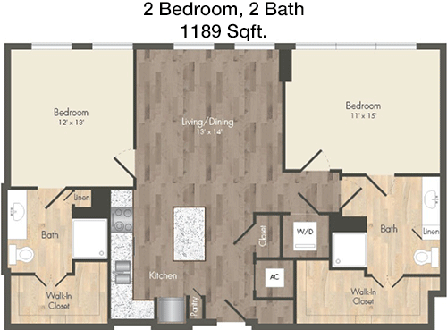 1,189 sq ft floorplan layout