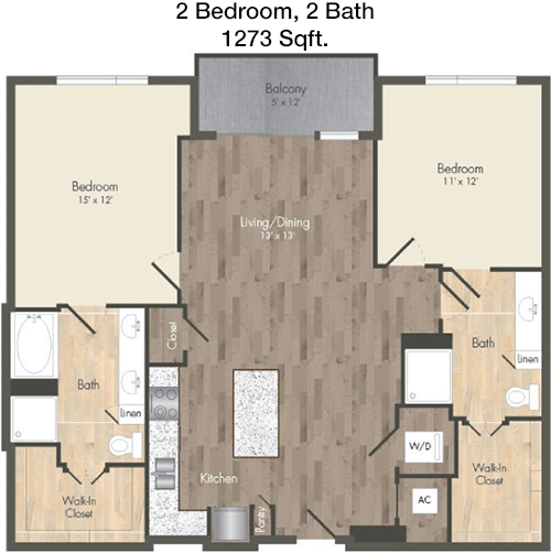 1,273 sq ft floorplan layout
