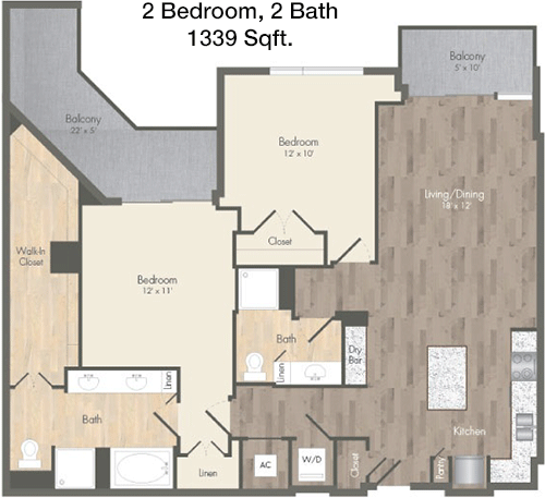 1,339 sq ft floorplan layout