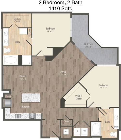 1,410 sq ft floorplan layout