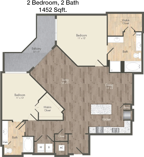 1,452 sq ft floorplan layout