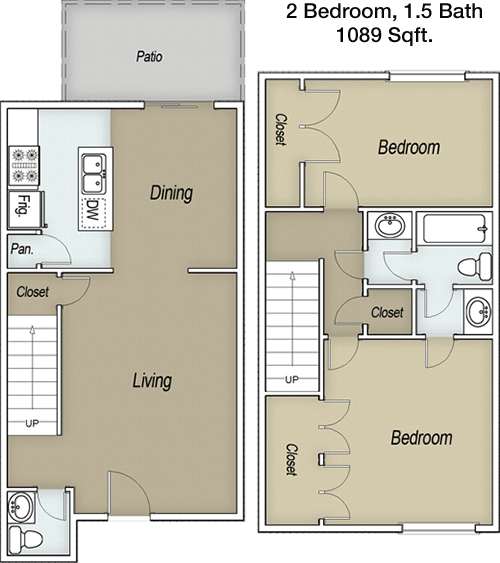 1,089 sq ft floorplan layout