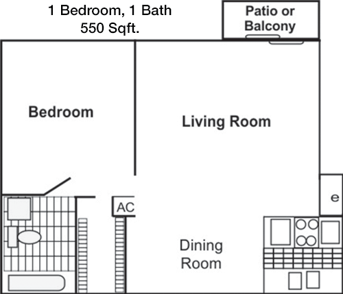 550 sq ft floorplan layout