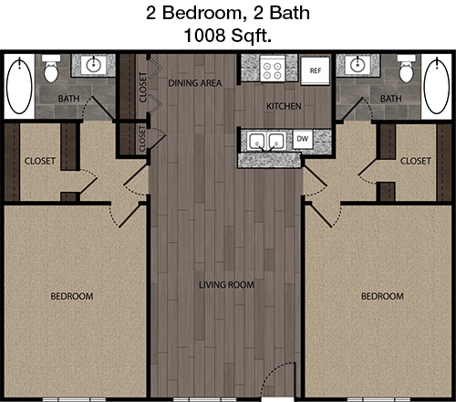 1,008 sq ft floorplan layout
