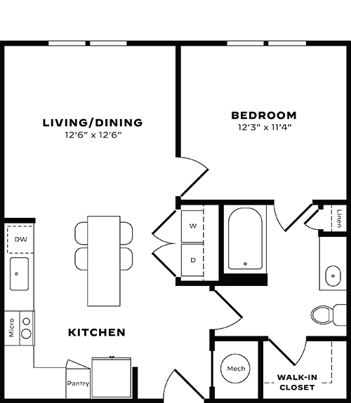 682 sq ft floorplan layout