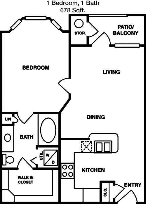 678 sq ft floorplan layout