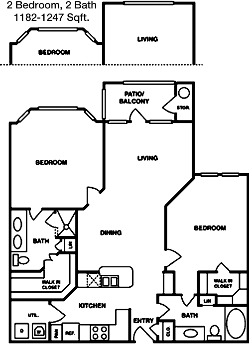 1,182 sq ft floorplan layout