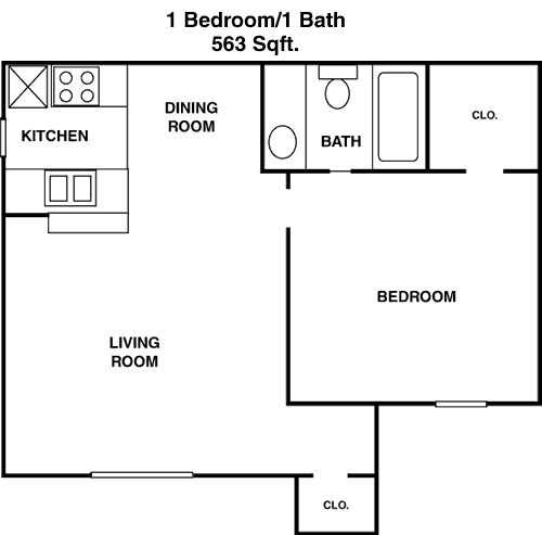 563 sq ft floorplan layout