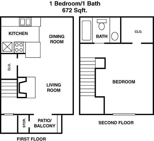 672 sq ft floorplan layout