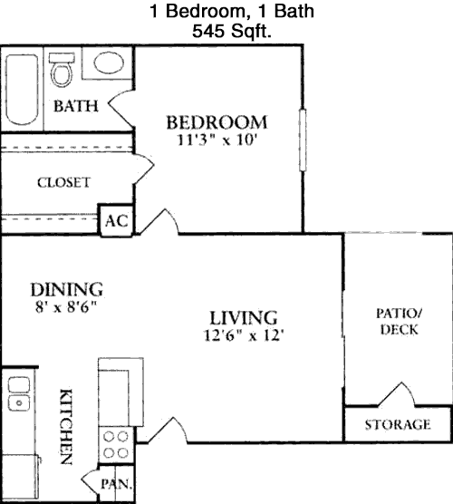 545 sq ft floorplan layout
