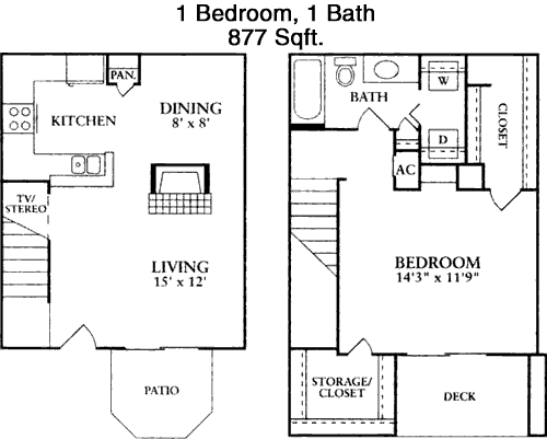 877 sq ft floorplan layout