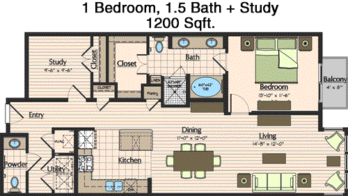 1,200 sq ft floorplan layout