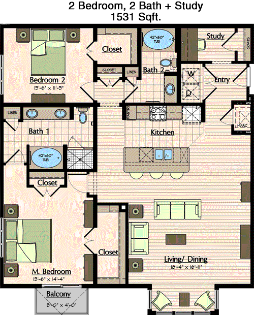 1,531 sq ft floorplan layout