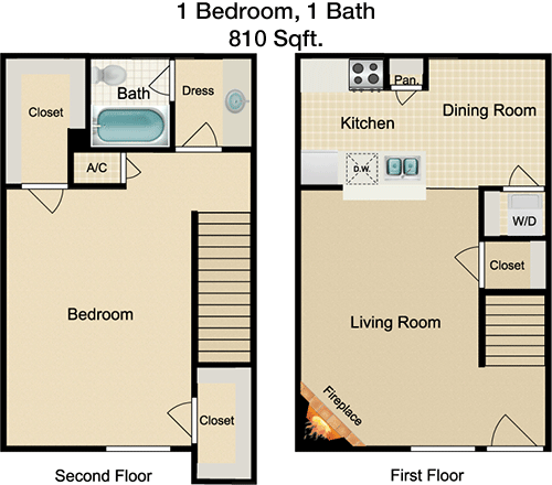 810 sq ft floorplan layout
