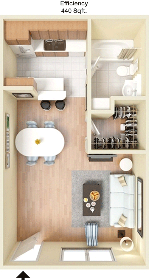 440 sq ft floorplan layout