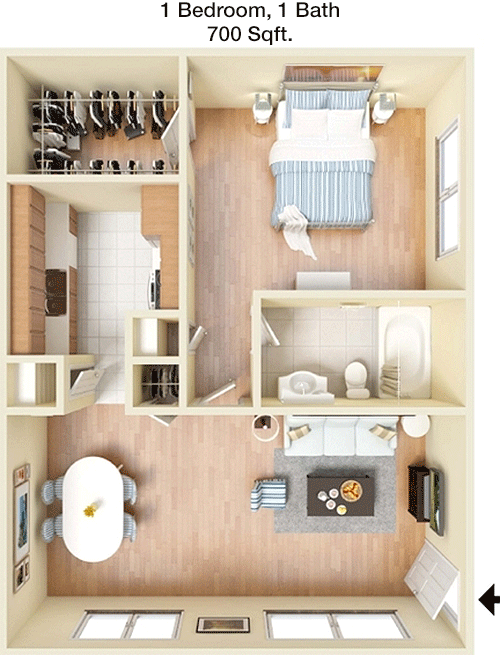 700 sq ft floorplan layout