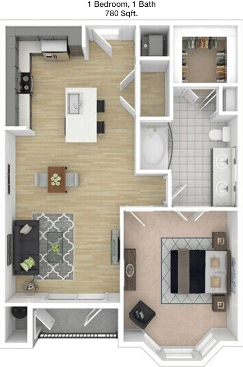 780 sq ft floorplan layout