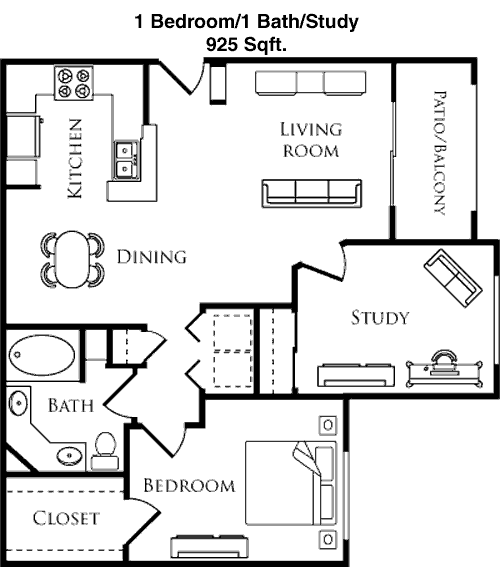 925 sq ft floorplan layout