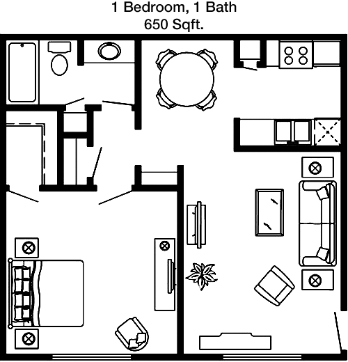 650 sq ft floorplan layout