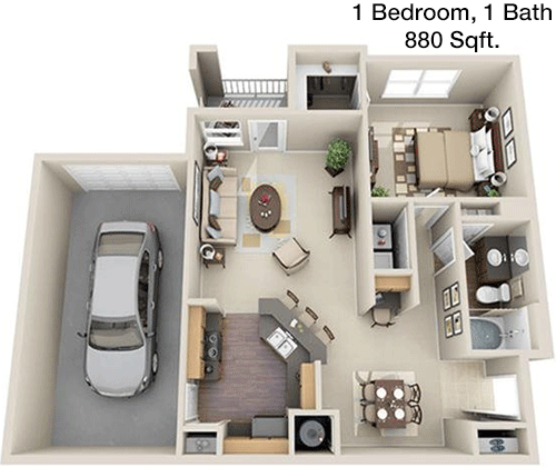 880 sq ft floorplan layout