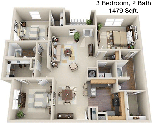 1,479 sq ft floorplan layout