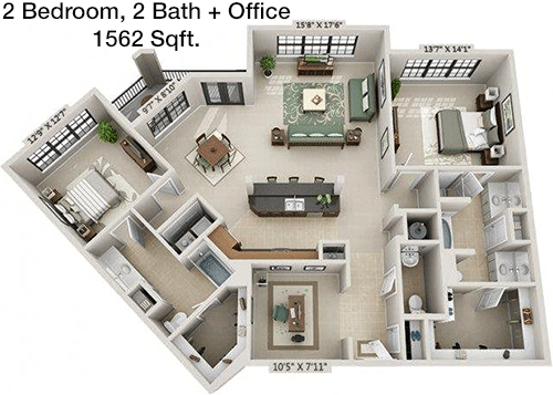 1,562 sq ft floorplan layout