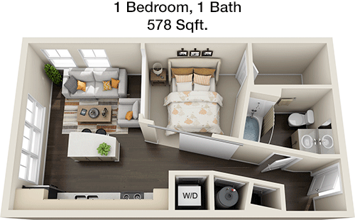 578 sq ft floorplan layout