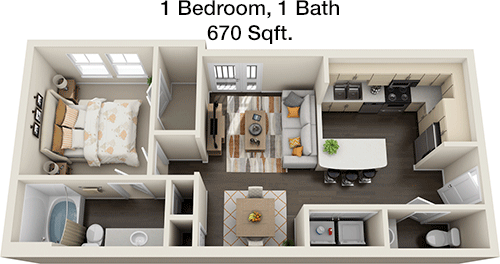 670 sq ft floorplan layout
