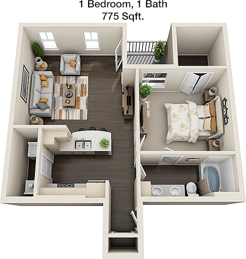 775 sq ft floorplan layout