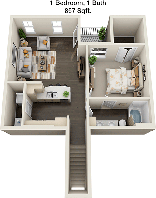857 sq ft floorplan layout