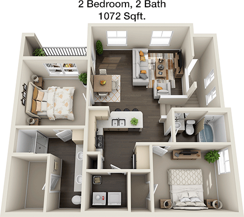 1,072 sq ft floorplan layout