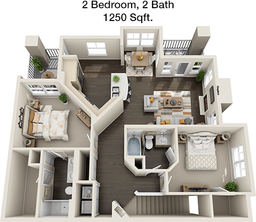 1,250 sq ft floorplan layout