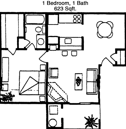 623 sq ft floorplan layout