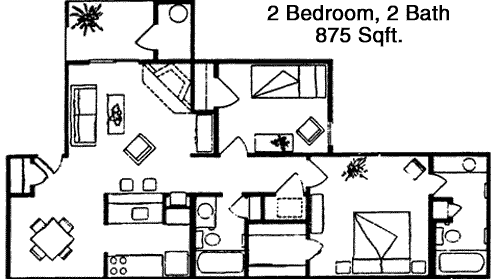 875 sq ft floorplan layout
